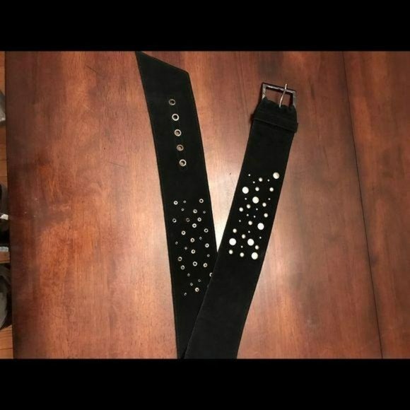 Betsey Johnson Signature Logo Black Studded Belt OS - Picture 1 of 6